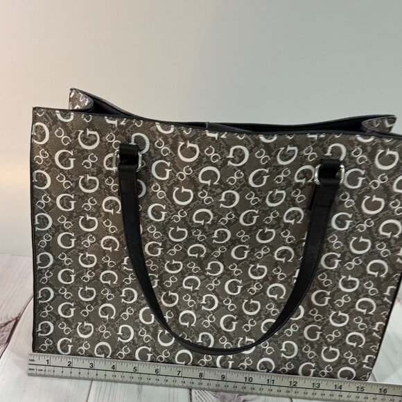 GUESS Tote Bag Snakeskin Pattern Grey/Black - Picture 10 of 10